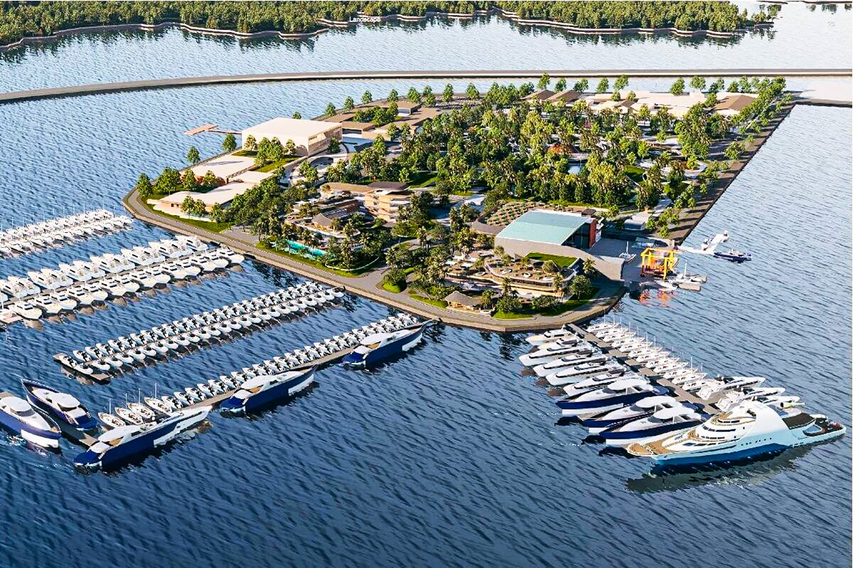 Aerial view of Bali’s emerging luxury marinas in Serangan and Benoa, showcasing the island’s new coastal lifestyle hub.